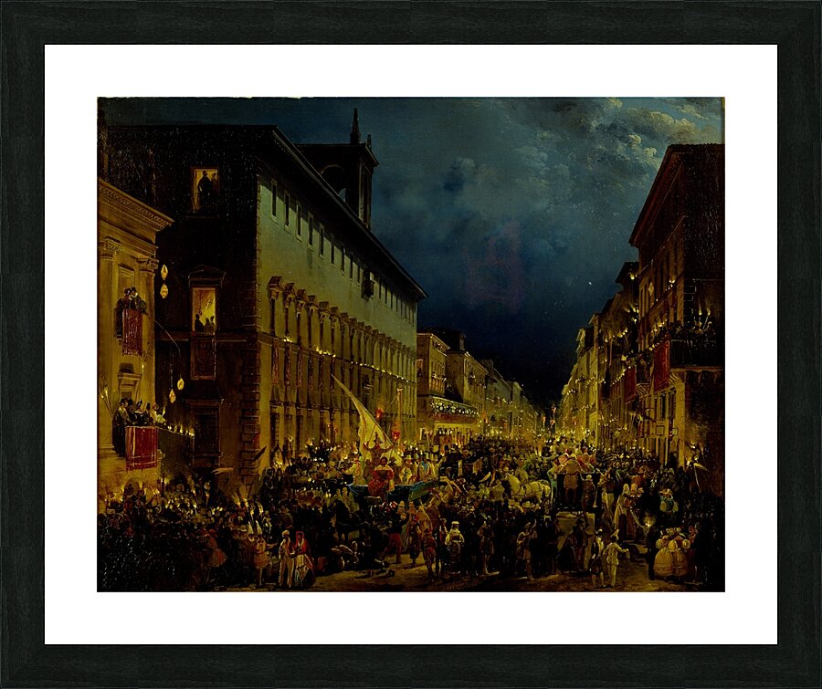 Moccoli Evening In Rome [1834] by Ippolito Caffi [1809–1866] Picture Frame print