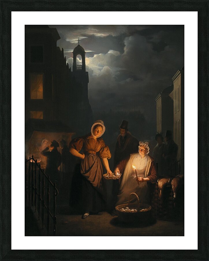 Night market in Rotterdam by Petrus van Schendel [1806–1870] Picture Frame print