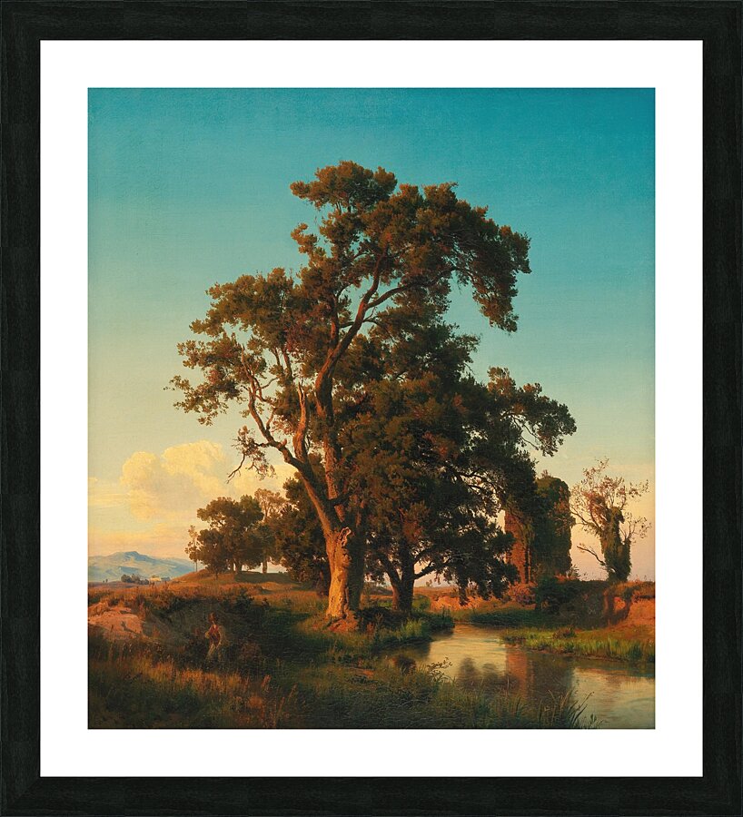 A majestic tree in the evening light by Oswald Achenbach [1827–1905] Picture Frame print