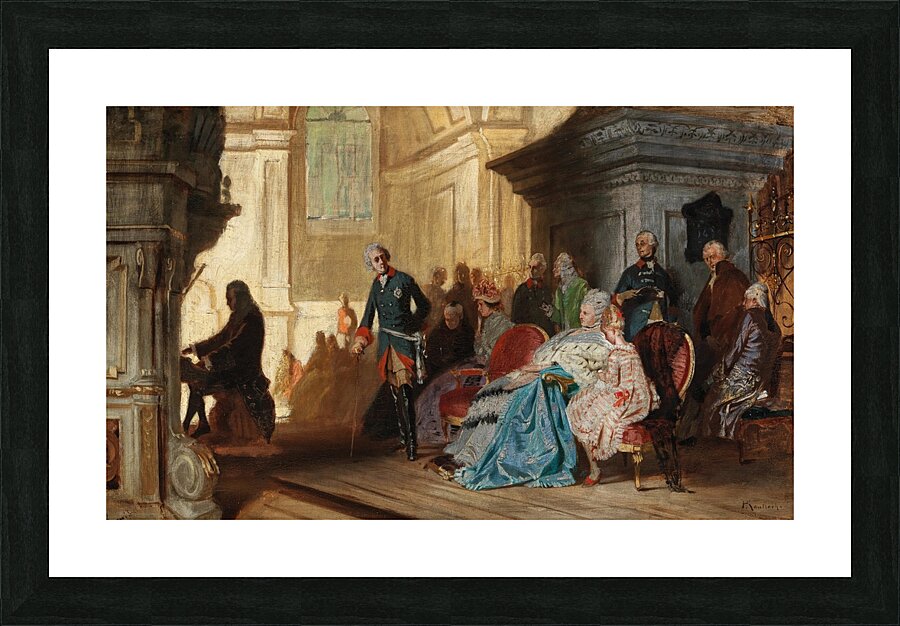 Johann Sebastian Bach at the Organ in Sanssouci in the Presence of Frederick the Great and the Royal Family on 7 May 1747 by Hermann von Kaulbach [1846–1909] Picture Frame print