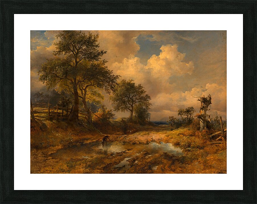 Der Karrenweg [Heimkehrender Jäger] [1844] by Friedrich August Matthias Gauermann [1807–1862] Picture Frame print