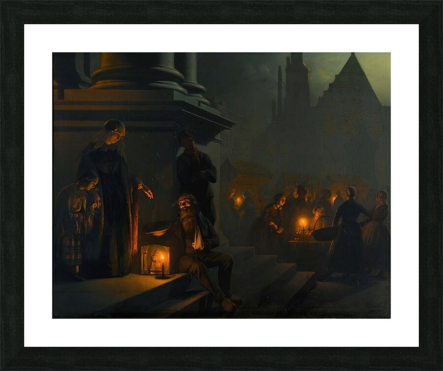 Charity in the night market by Petrus van Schendel [1806–1870] Picture Frame print