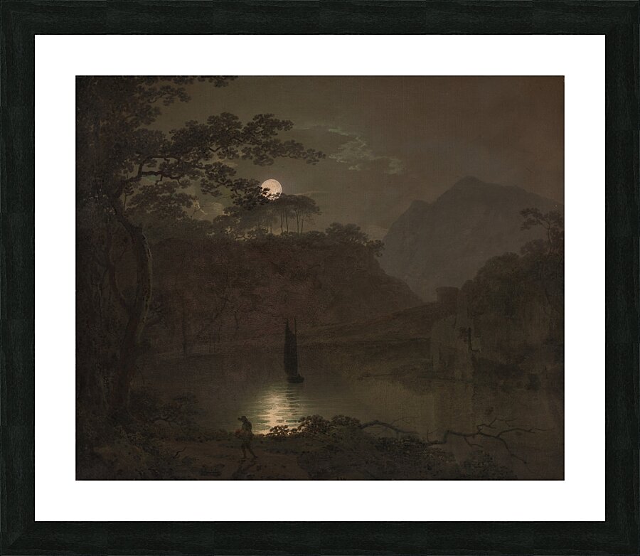 A Lake by Moonlight by Joseph Wright of Derby [1734–1797] Picture Frame print