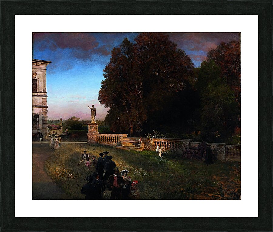 In the Park of the Villa Borghese [1886] by Oswald Achenbach [1827–1905] Picture Frame print