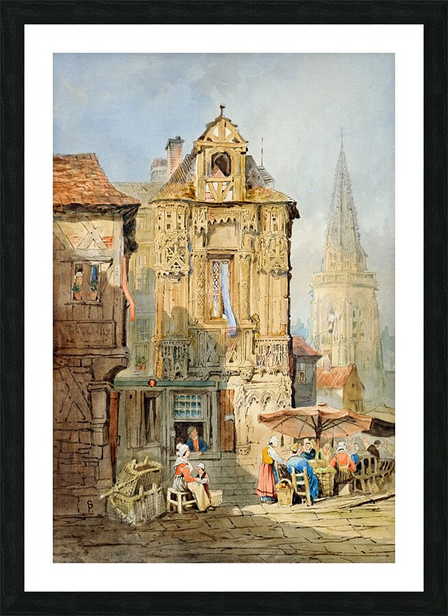 Marketplace at Bruges by Samuel Prout [1783–1852] Picture Frame print