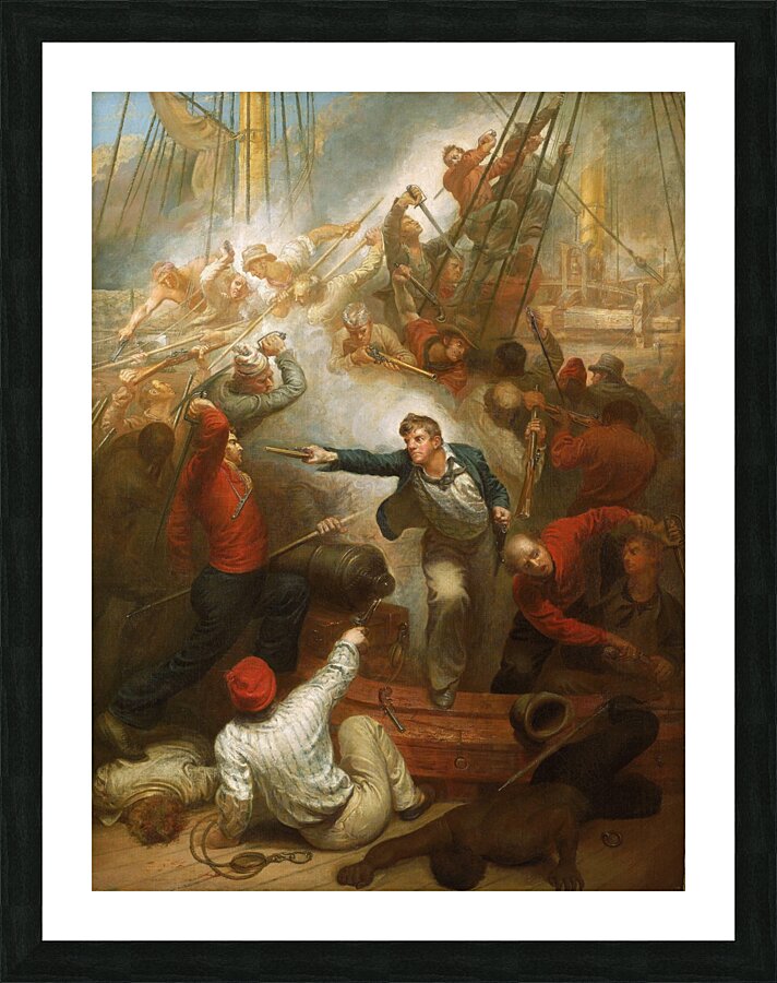 Captain William Rogers capturing the ‘Jeune Richard’. 1 October 1807 [1808] by Samuel Drummond [1766–1844] Picture Frame print