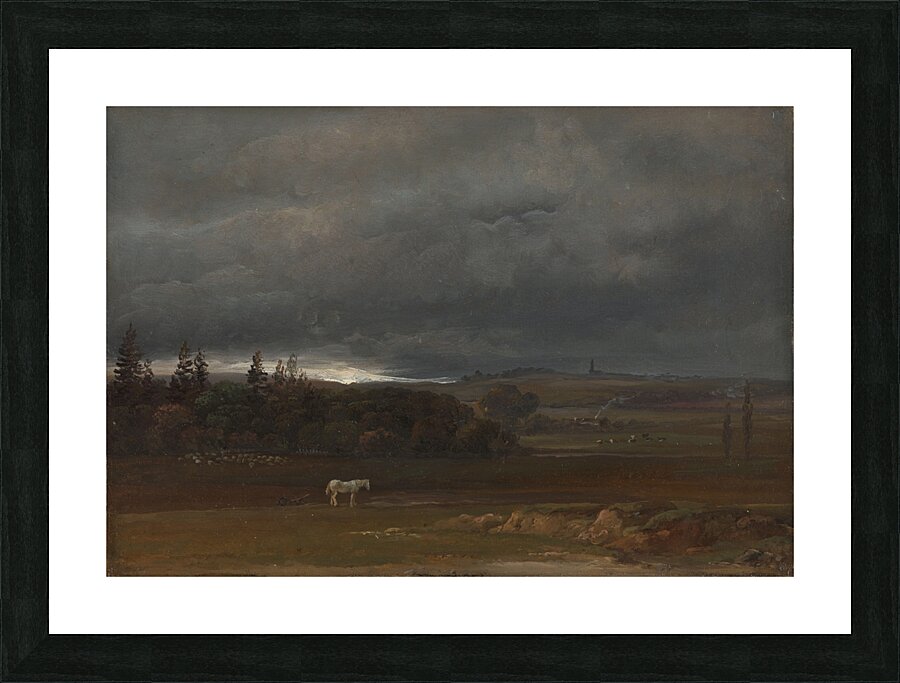 Fields near Dresden with a white Horse [1819] by Johan Christian Dahl [1788–1857] Picture Frame print