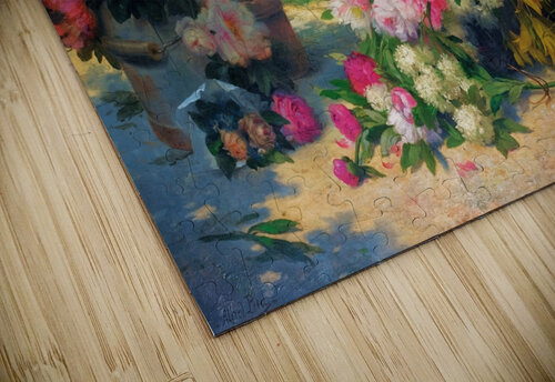 Flower Baskets And Flower Pots In A Garden [1887] by Alfred Petit [–1895] MyCozyFineArt puzzle