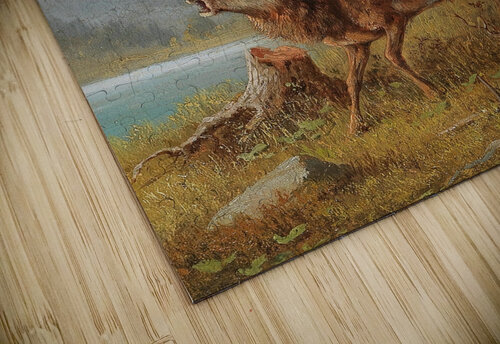 A Bellowing Stag by Moritz Müller [1841–1899] MyCozyFineArt puzzle