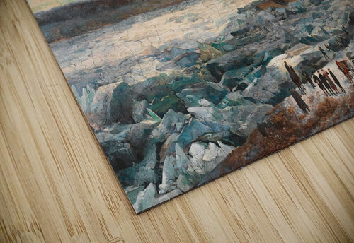 Alexander Bensa [Artist]. Der Donaueisstoß im Jänner 1880 mit dem Sperrschiff [1880] by Adolf Obermüllner [1833–1898] MyCozyFineArt puzzle