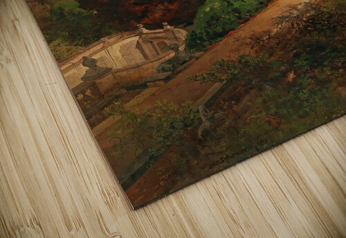 A view of the garden of Villa d’Este in Tivoli. Near Rome by Oswald Achenbach [1827–1905] MyCozyFineArt puzzle