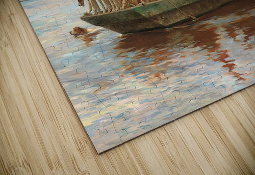 Mr. Edward Lycett Green and the York and Ainsty Hounds on the Ferry at Newby [1898] by Thomas Blinks [1853–1912] MyCozyFineArt puzzle