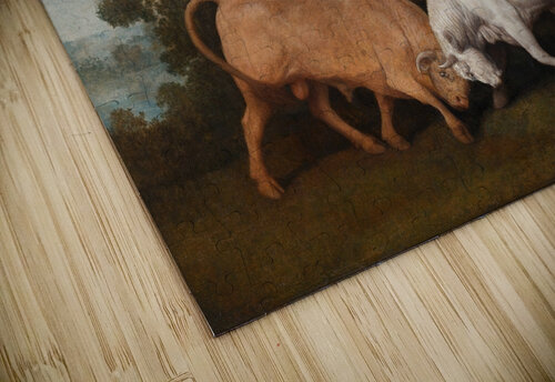 Bulls Fighting [1786] by George Stubbs [1724–1806] MyCozyFineArt puzzle