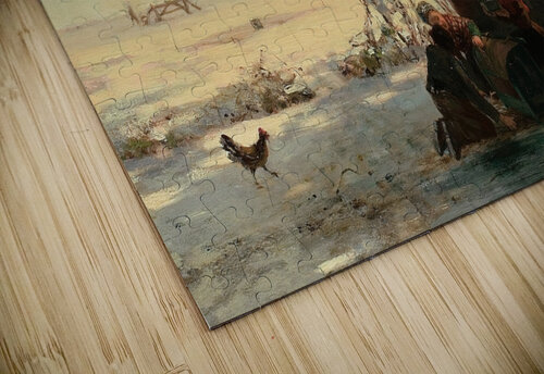 Winter Farm Scene [1881] by Henri Van Seben [1825–1913] MyCozyFineArt puzzle