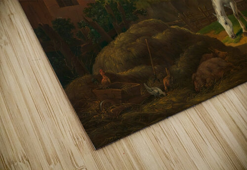 Pferd und Kuh im Wirtschaftshof [1832] by Alexander Johann Dallinger von Dalling [1783–1844] MyCozyFineArt puzzle