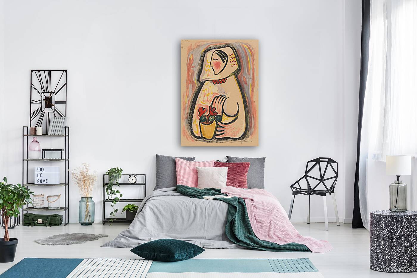 Girl with a basket of flowers [1937–1938] by Mikuláš Galanda [1895–1938] Reproduction