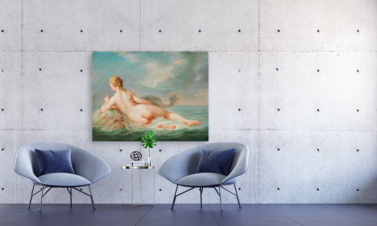 A Naiad lying upon a dolphin by Jacques Charlier [1720–1790] Reproduction