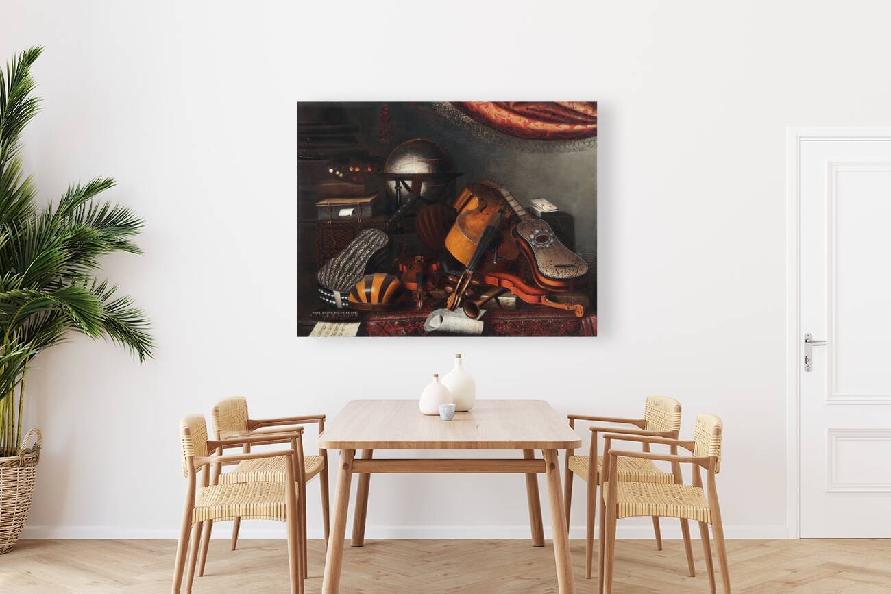 Still Life With Musical Instruments. Books And Playing Cards by Bartolomeo Bettera [1639–c. 1688] Reproduction