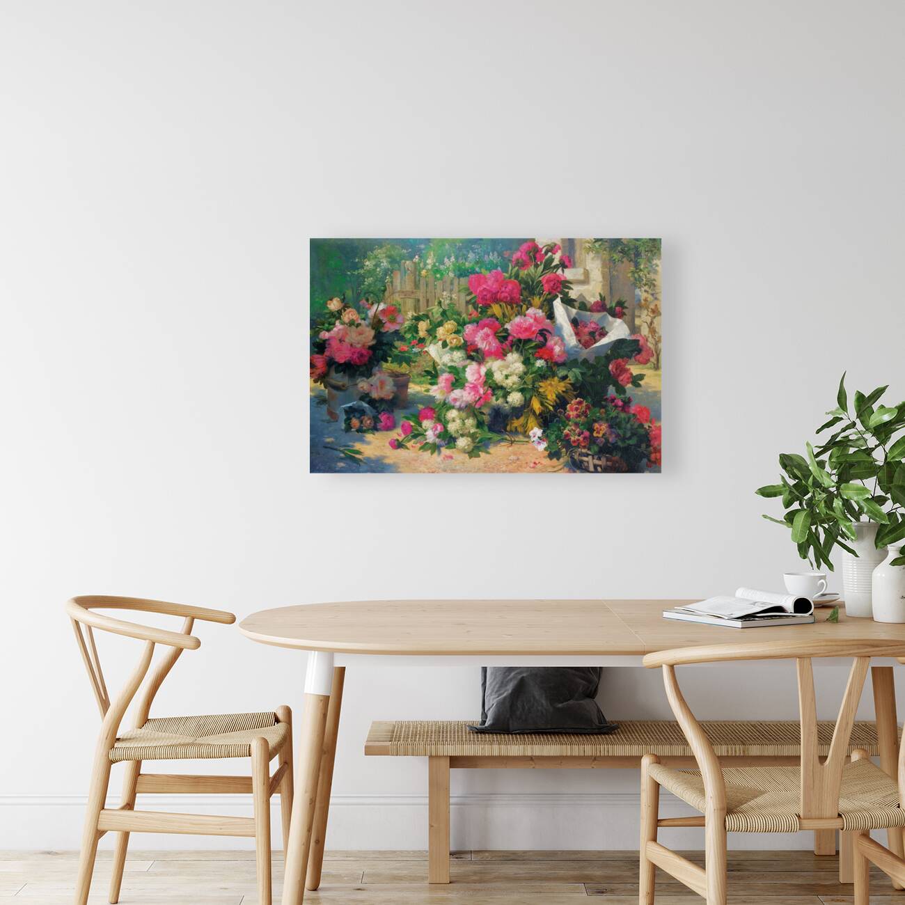 Flower Baskets And Flower Pots In A Garden [1887] by Alfred Petit [–1895] Reproduction