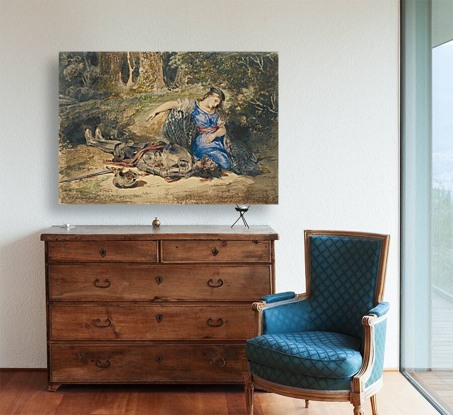 The Death of Lara [about 1824] by Eugène Delacroix [1798–1863] Reproduction