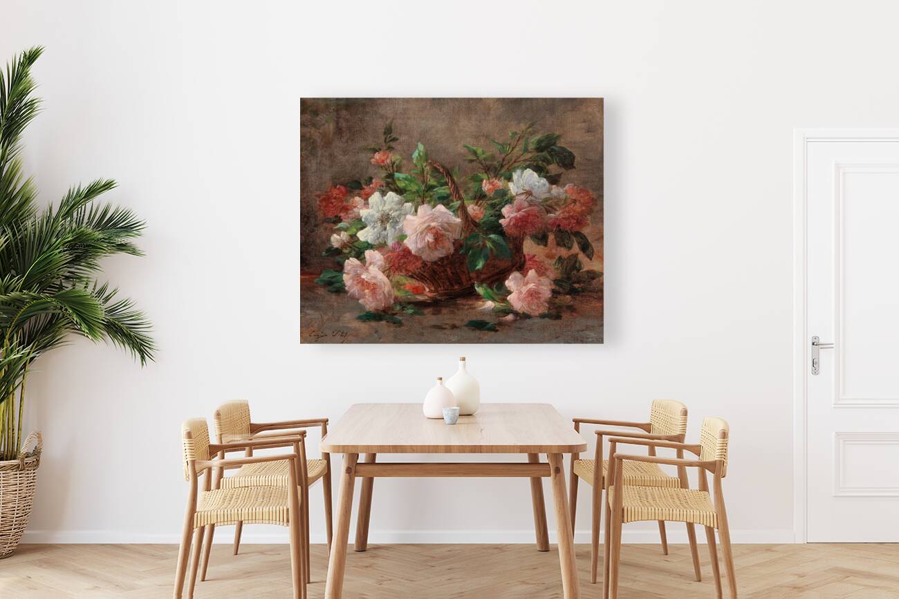A Basket with Roses by Eugene Petit [1839–1886] Reproduction