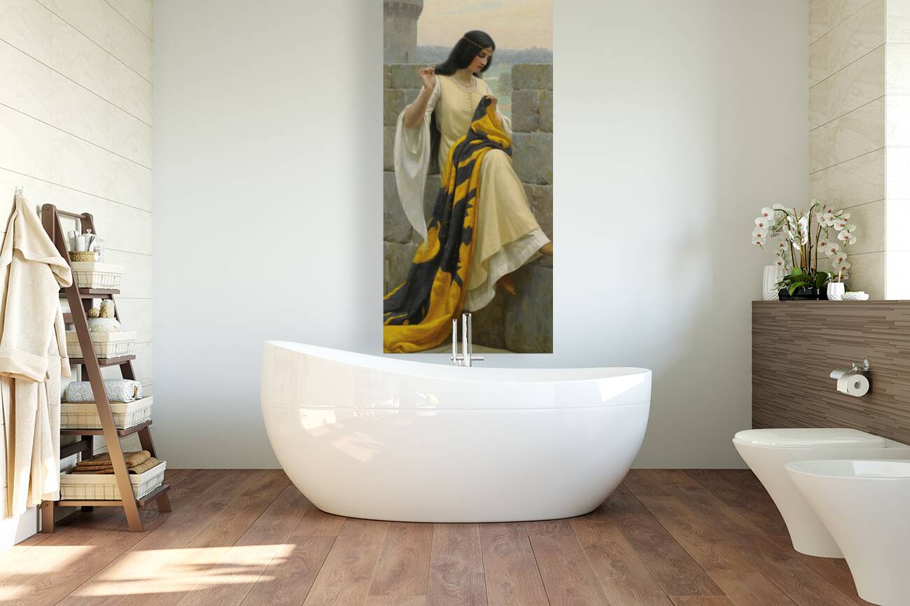 Stitching The Standard [1911] by Edmund Blair Leighton [1853–1922] Reproduction