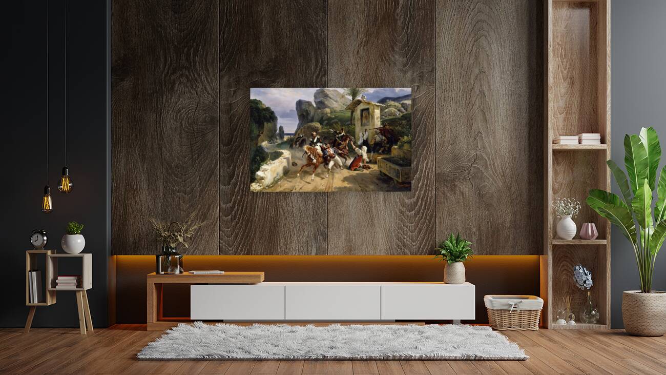 Italian Brigands Surprised By Papal Troops [1831] by Horace Vernet [1789–1863] Reproduction