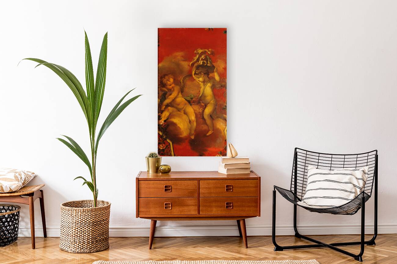 Deux Génies avec un casque [1740–1750] by French School [16th–20th Century] Reproduction