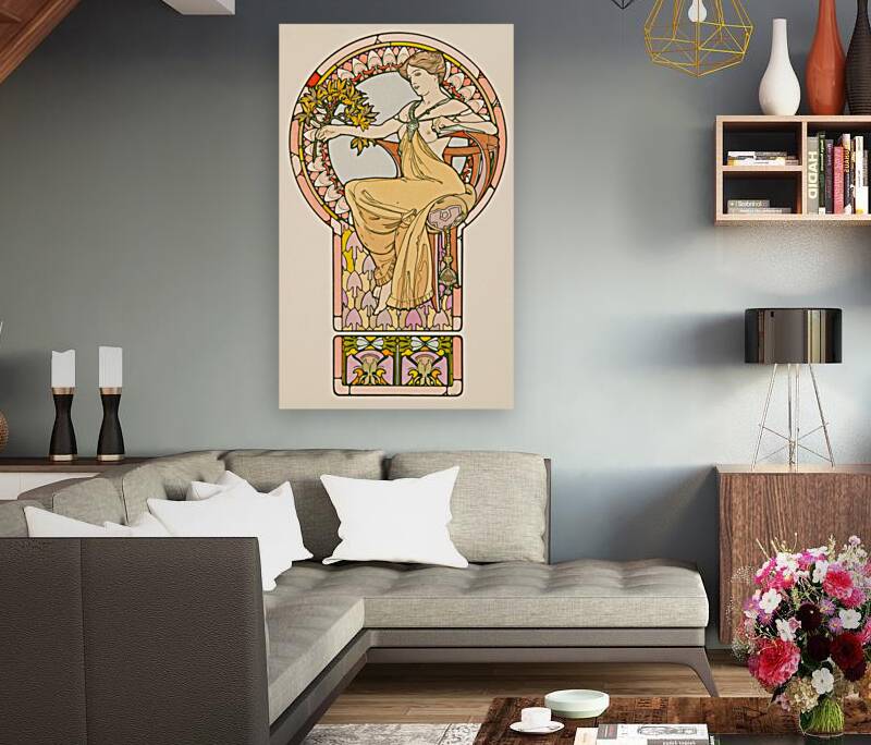 Seated Woman. Plate no. 48 from Documents Décoratifs [1901] by Alphonse Mucha [1860–1939] Reproduction