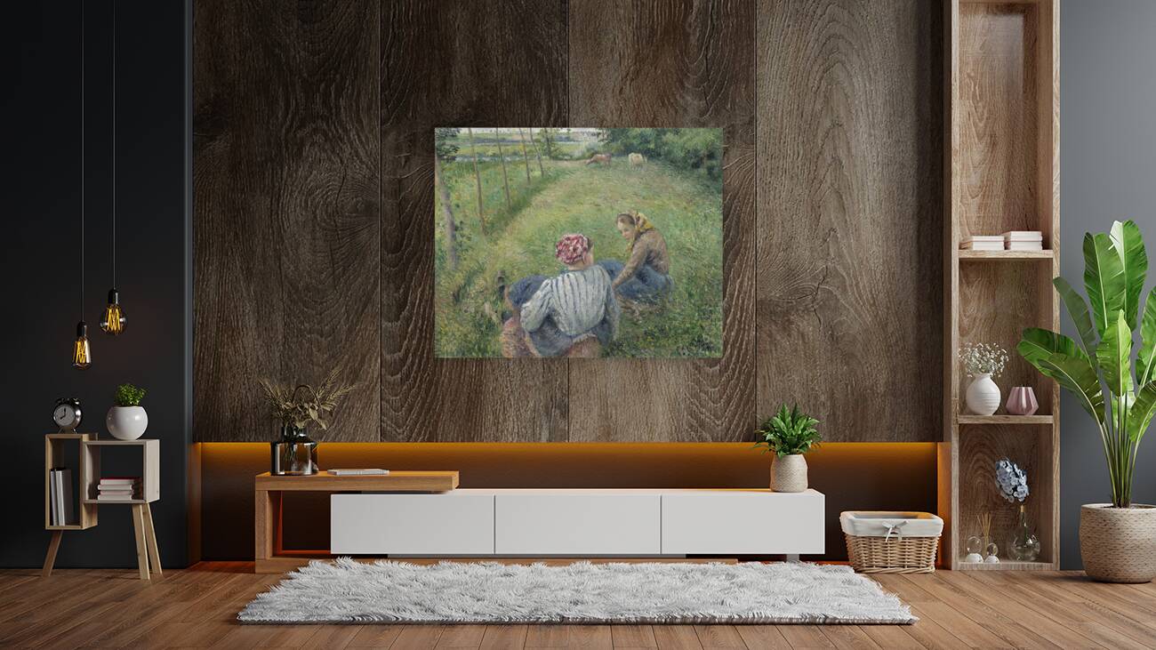 Young Peasant Girls Resting in the Fields near Pontoise [1882] by Camille Pissarro [1830–1903] Reproduction