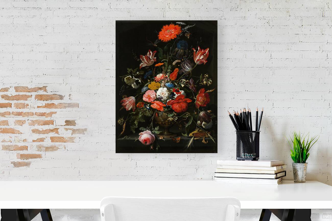 Flowers in a Metal Vase [c. 1670] by Abraham Mignon [1640–1679] Reproduction