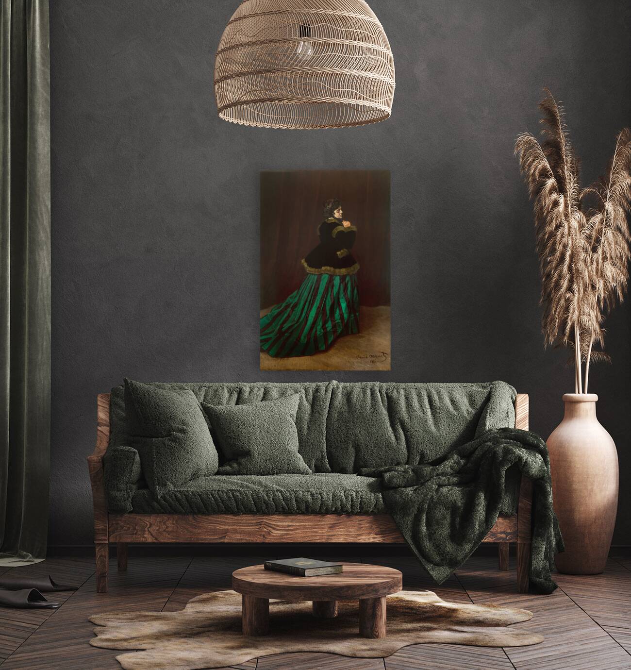 Camille [The Woman in the Green Dress] [1866] by Claude Monet [1840–1926] Reproduction