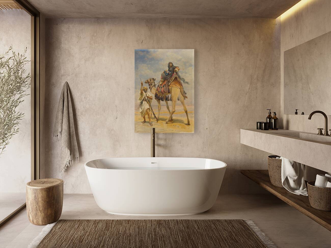 Bedouin Woman On A Camel [1864.] by Carl Haag [1820–1915] Reproduction