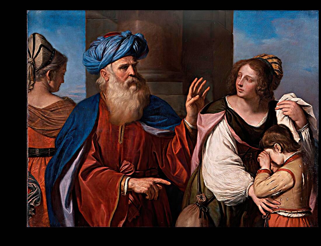 Abraham Casting out Hagar and Ishmael [1657] by Guercino [1591–1666] Reproduction