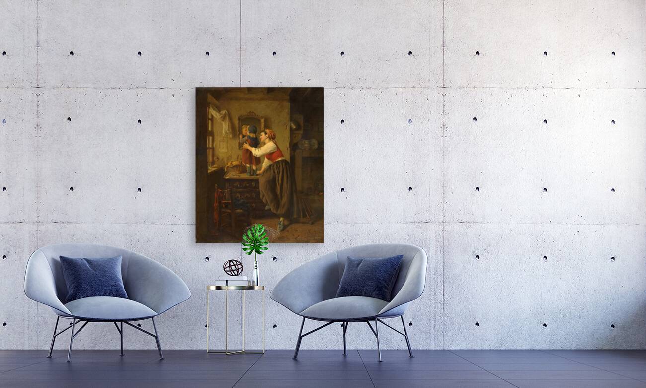 Woman And Child Before A Mirror [1870s] by Paul Seignac [1826–1904] Reproduction