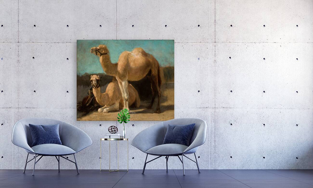 Two Camels [1853–1854] by Henryk Rodakowski [1823–1894] Reproduction
