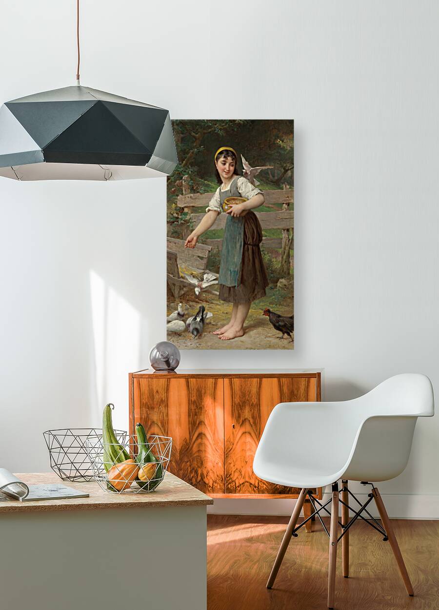 Feeding The Doves [1890] by Émile Munier [1840–1895] Reproduction