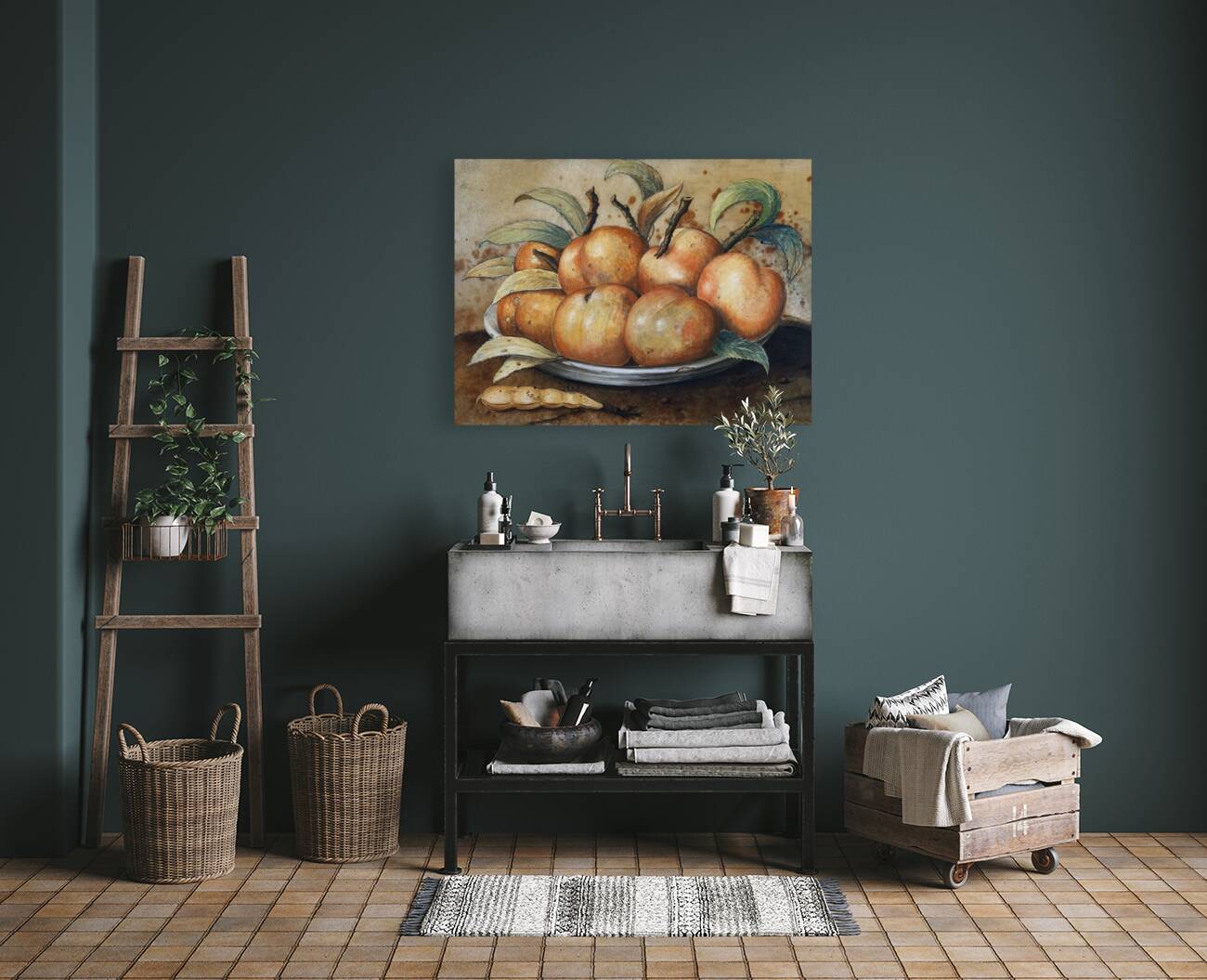 Stillleben Mit Pfirsischen Und Johannisbrot by Giovanna Garzoni [1600–1670] Reproduction