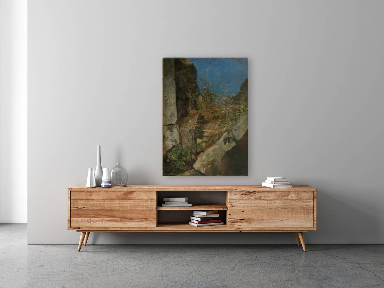 Gräser zwischen Felsen [1863] by Hans Thoma [1839–1924] Reproduction