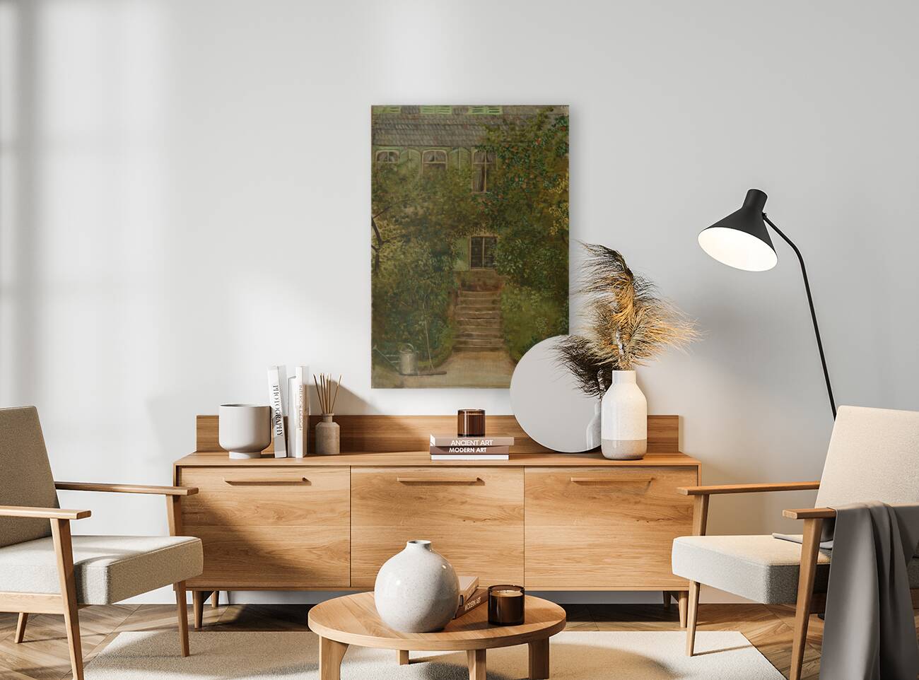 Garten eines Landhauses mit Giesskanne und Rechen [ca 1890] by Hans Thoma [1839–1924] Reproduction