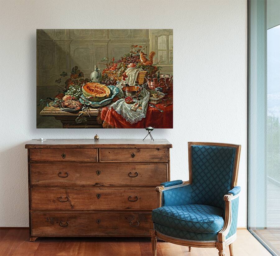 Porcelain. Silver objects. Fruit and shellfish on a table [1777] by Dominicus Gottfried Waerdigh [1700–1789] Reproduction