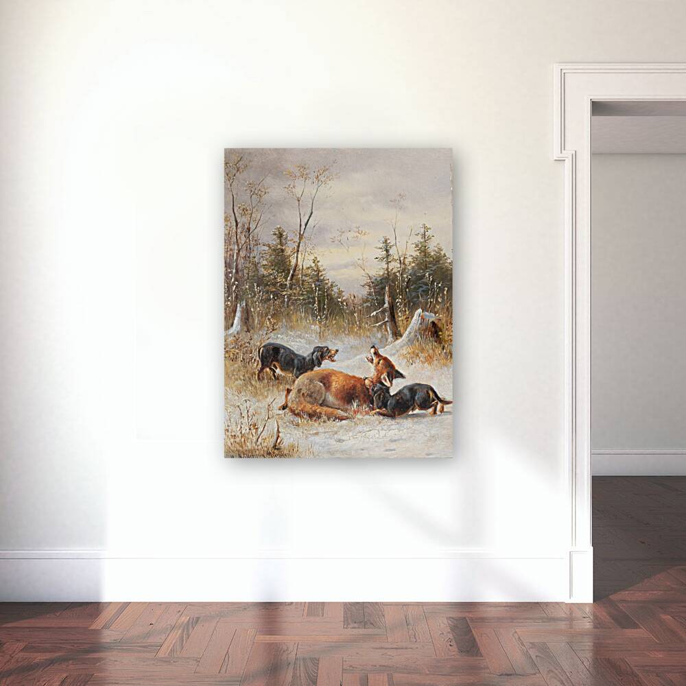 Fuchs mit Hunden [1888] by Moritz Müller II [19th century] Reproduction