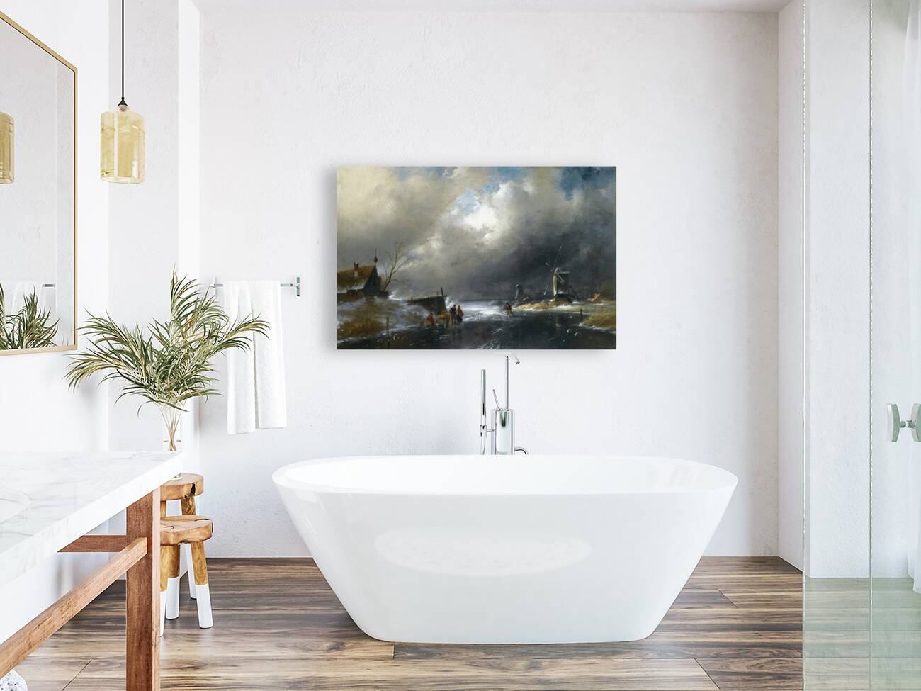 Figures On A Frozen River by Charles Leickert [1816–1907] Reproduction