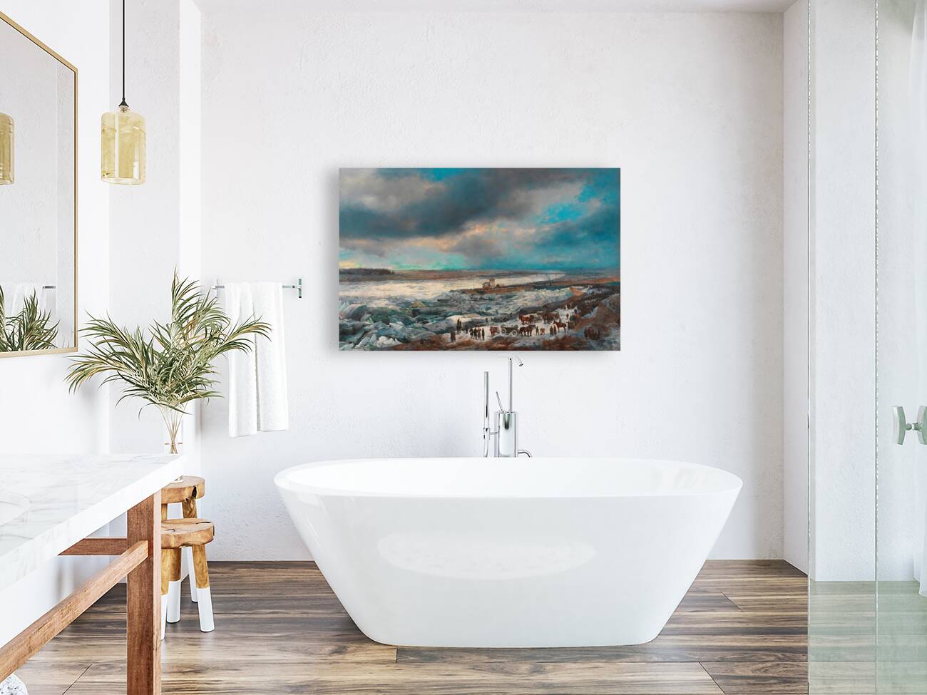 Alexander Bensa [Artist]. Der Donaueisstoß im Jänner 1880 mit dem Sperrschiff [1880] by Adolf Obermüllner [1833–1898] Reproduction