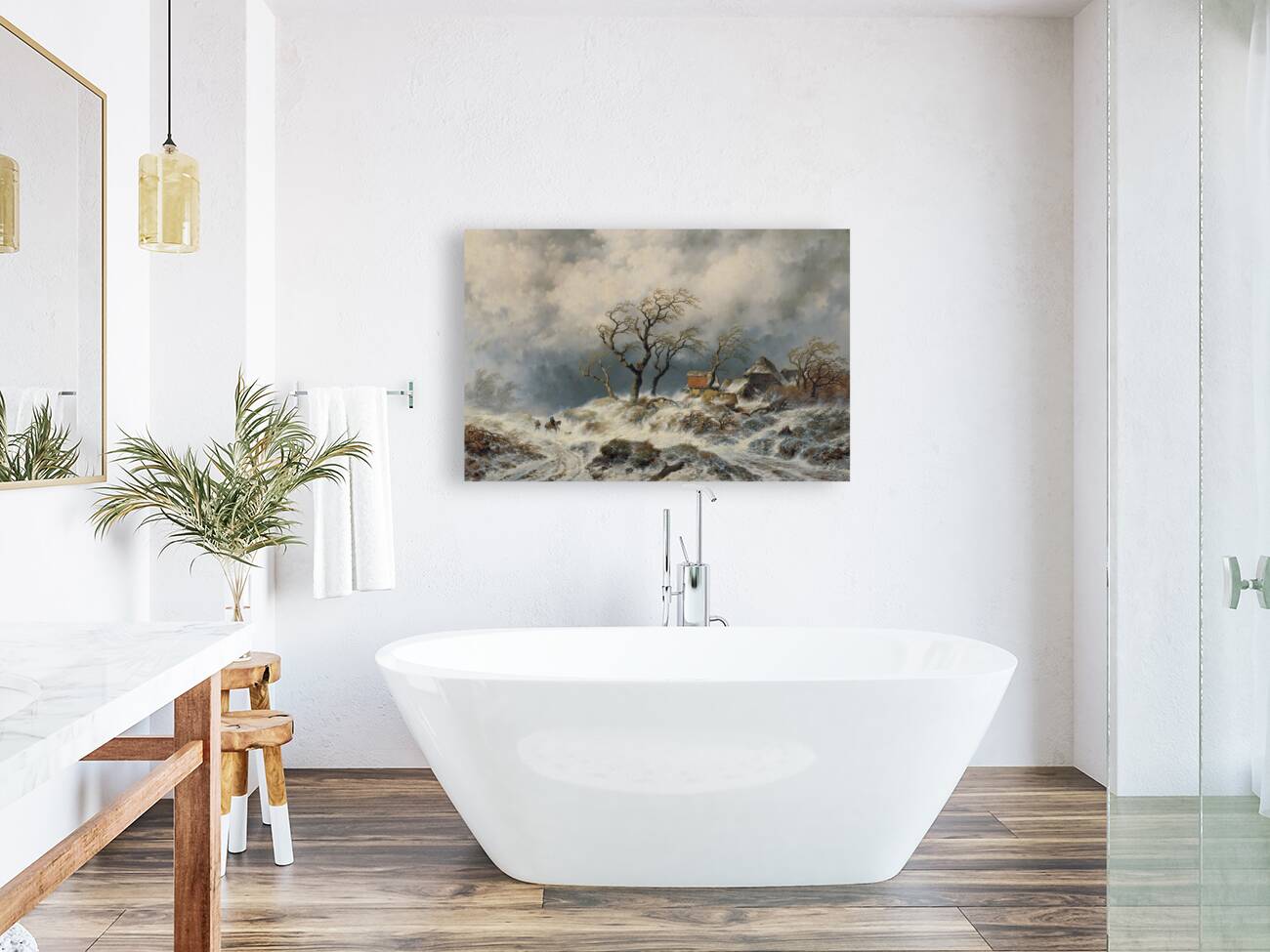 Holländische Winterlandschaft [Schneewehen] [1870] by Remigius Adrianus van Haanen [1812–1894] Reproduction