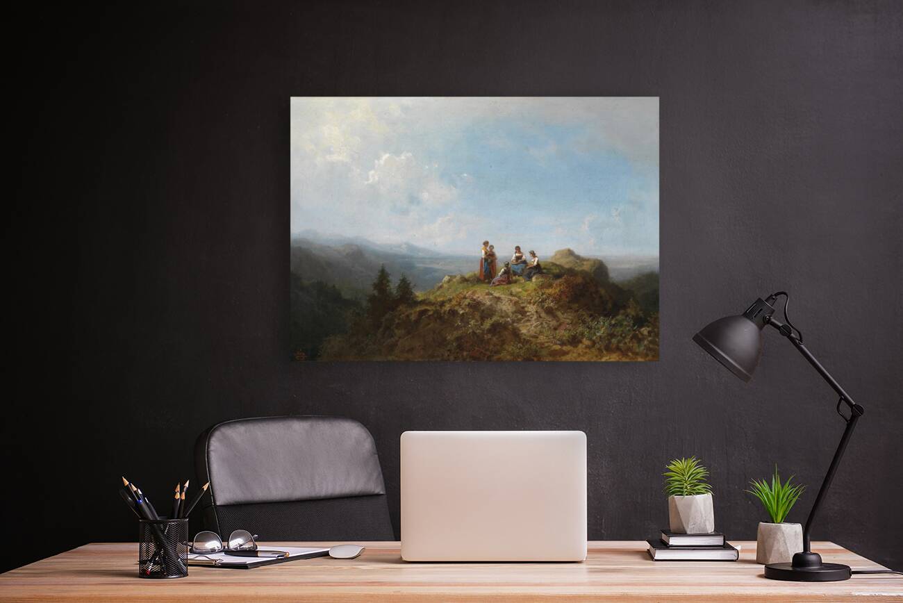 Dirndln auf der Alm by Carl Spitzweg [1808–1880] Reproduction