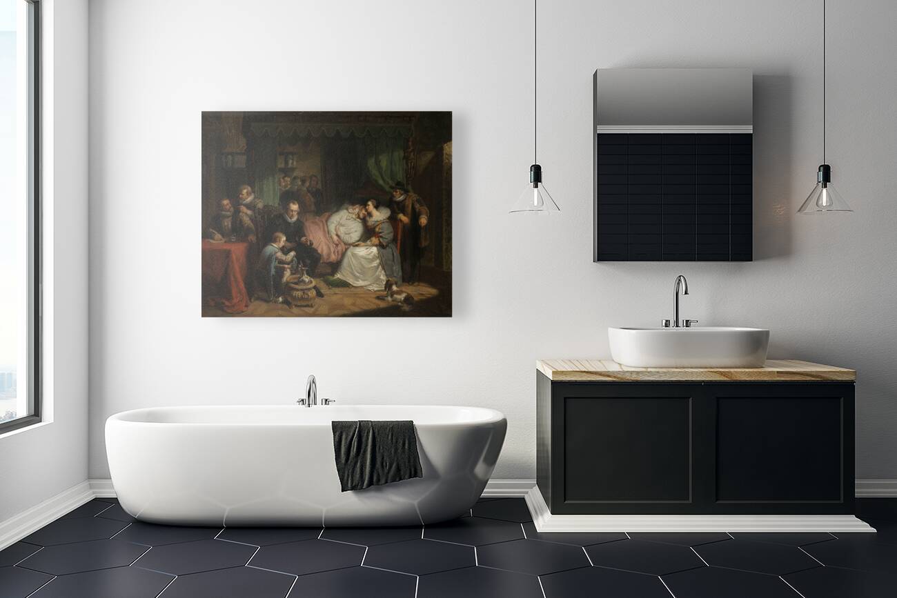 Prince William I nursed by his Wife Charlotte de Bourbon after the Abortive Attempt on his Life by Jean Jaurequi in Antwerp in 1582 [1840] by Nicolaas Pieneman [1809–1860] Reproduction