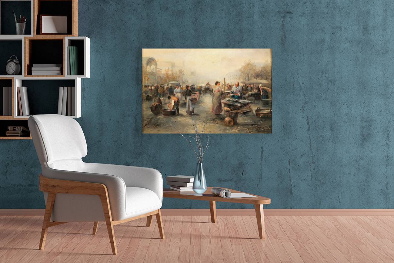 Fish Market by Emil Barbarini [1855–1933] Reproduction