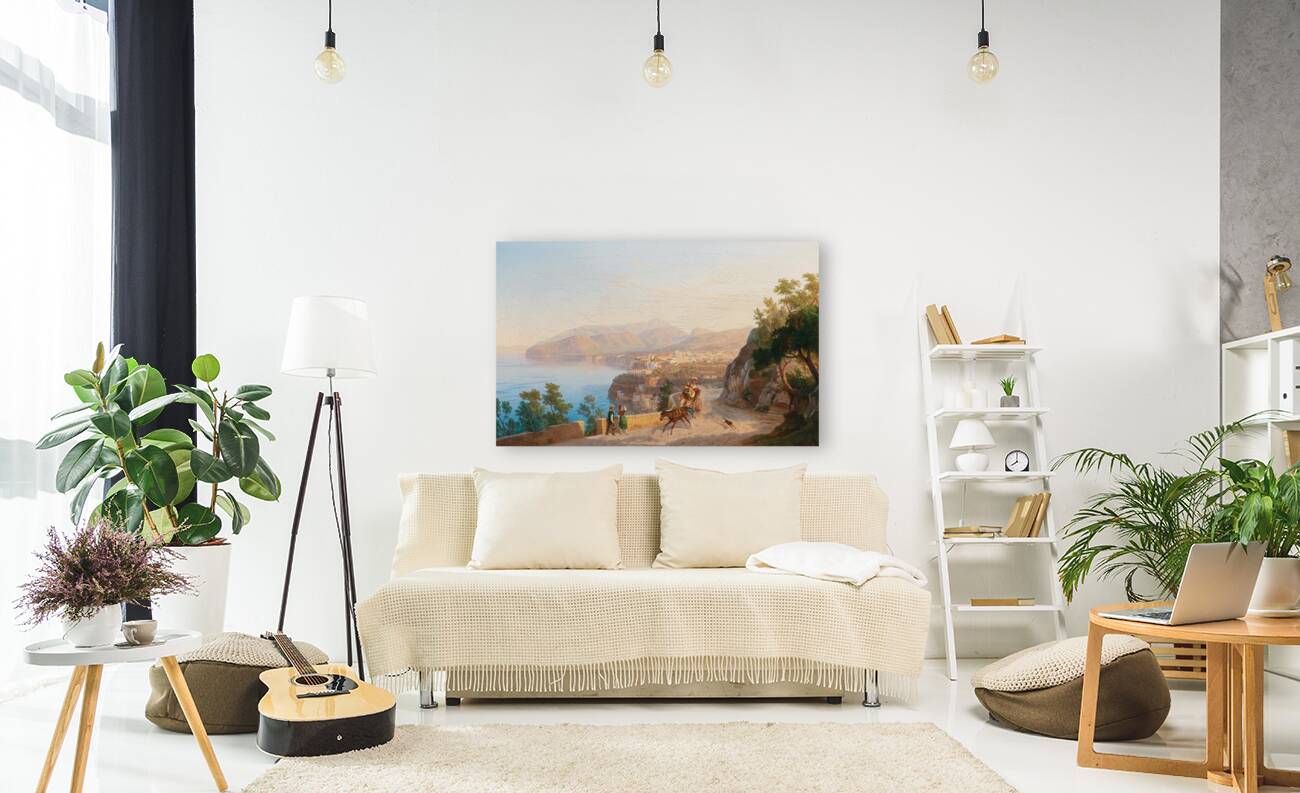 View of Sorrento. With a family outing in the foreground by Carl Wilhelm Götzloff [1799–1866] Reproduction