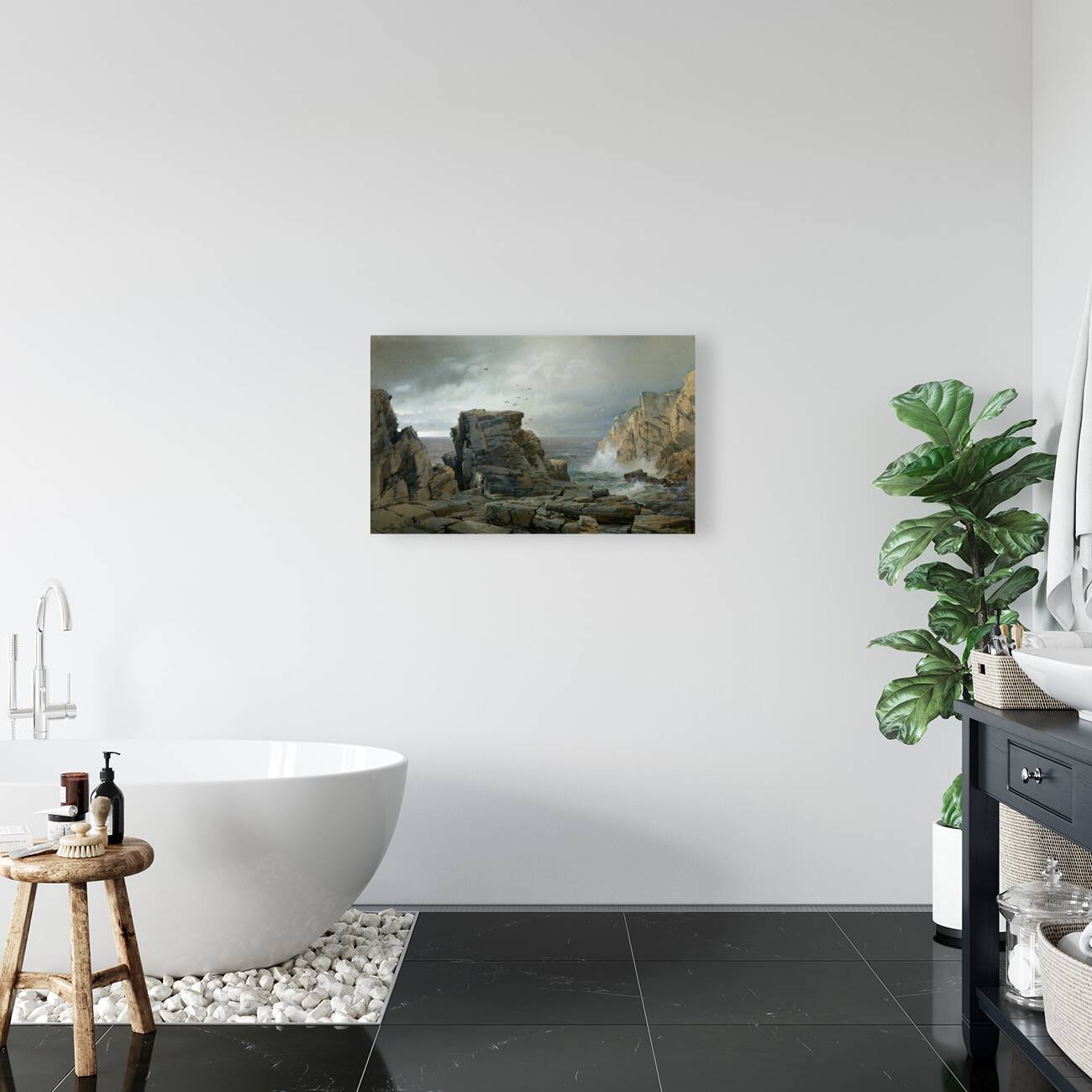 A Rocky Coast [1877] by William Trost Richards [1833–1905] Reproduction